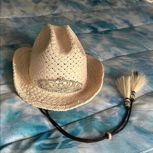 Pink and Cream Straw Cowboy Hat